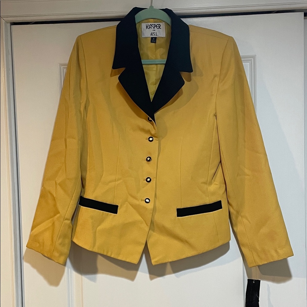 NWT Kasper Yellow and  Black Women's Blazer 10